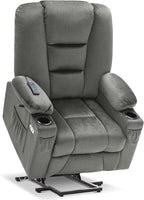 MCombo Large Power Lift Recliner Chair Sofa with Massage and Heat for Big and Tall Elderly People, 3 Positions, Cup Holders, and USB Ports, Fabric 7549 (Large, Grey)