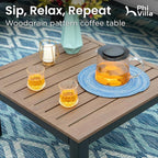 PHI VILLA 8 Pieces Outdoor Patio Furniture Set,Metal Frame Modern Outdoor Sectional Sofa Set,8 Seats with Umbrella Patio Conversation Sets,for Poolside and Backyard,Light Grey