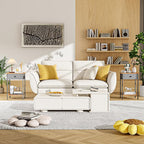 VECELO End Tables, Modern Nightstand with Fabric Drawer & Open Shelf, Night Stand for Bedroom Living Room, Industrial Metal Frame, Easy Assembly, Retro Brown,2 Pack