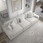 Modular Sectional Couches for Living Room, 118" Modern Upholstered 3-Seater Sofa Couche for Living Room Bedroom, Beige