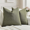 FUTEI Moss Green Chenille Decorative Throw Pillow Covers 24x24 Inch Set of 2,Soft Cozy Faux Linen Textured European Pillow Shams,Farmhouse Home Decor for Couch Living Room