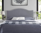 Naomi Home Catalina Queen Headboard – Adjustable Linen Upholstered Tufted Panel with 12 Height Settings, Wall-Mount or Bed Frame Mount, Sturdy Wood Frame, Nailhead Trim – Light Gray