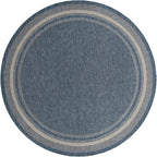 Unique Loom Outdoor Border Collection Area Rug - Soft Border (13' Round, Blue/ Ivory)