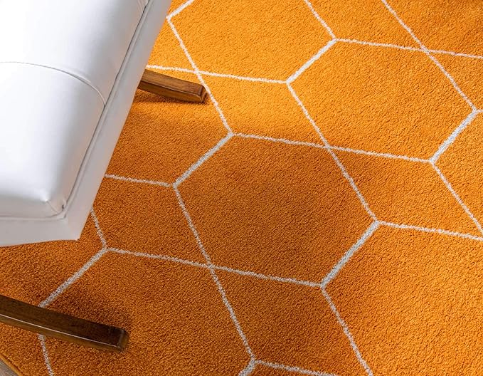Unique Loom Trellis Frieze Collection Area Rug - Geometric (4' x 6', Orange/ Ivory)