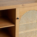 Walker Edison Sasha 2-Door Sideboard Buffet with Arched Rattan Panels, 58 Inch, English Oak