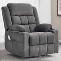 Swivel Rocker Recliner Chair for Adults with Massage and Heat, Cup Holders and Side Pockets, Glider Rocking Reclining Single Sofa Chair for Living Room (Dark Gray)