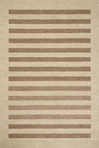 Loloi Leanne Ford Craven Collection CVN-05 Oatmeal/Bark 8'-6" x 11'-6" Area Rug Striped, Patterned, Neutral, Living Room, Bedroom, Dining Room