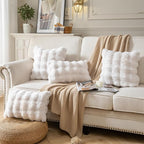 Pack of 2 Thick Plush Throw Pillow Covers Fluffy Wave Faux Fur Decorative Cushion Covers Soft Wool Pillowcase for Sofa Couch Livingroom 18x18 Inch White
