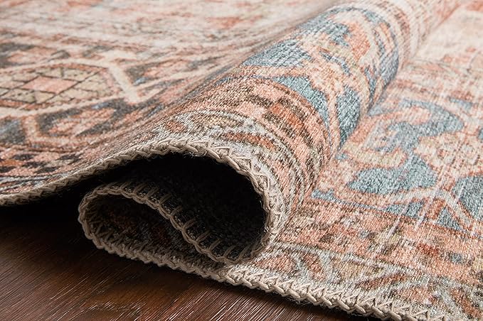 Loloi Loren Collection LQ-15 Terracotta/Sky 3'-6" x 5'-6" Accent Rug