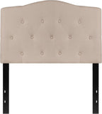 BizChair Tufted Upholstered Twin Size Headboard in Beige Fabric