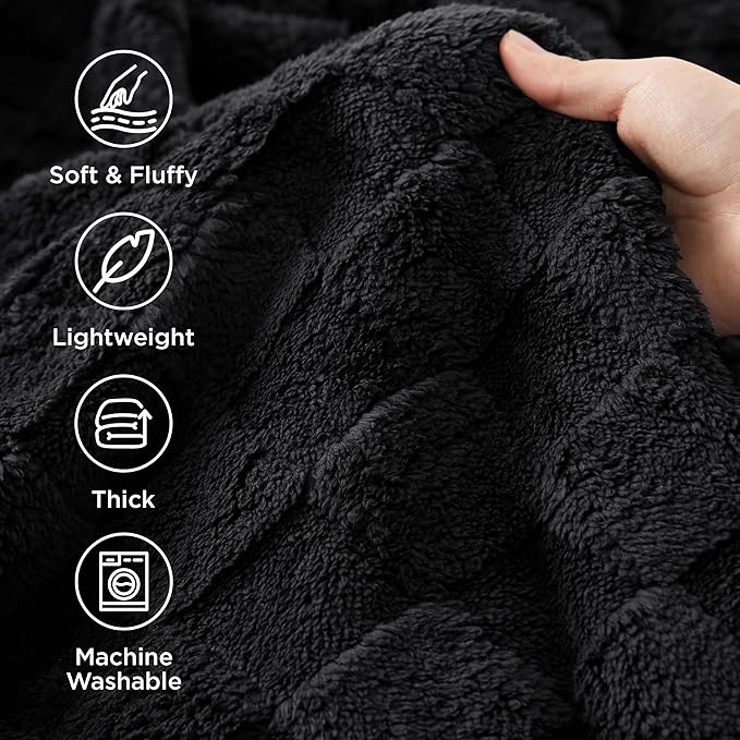 Bedsure GentleSoft King Size Blanket for Bed - Super Soft Cozy Blankets for Women Men Girls, Large Fuzzy Fleece Throw for Bedroom Decor, Black,108x90 Inches
