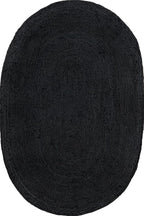 nuLOOM Oval 3x5 Rigo Jute Hand Woven Area Rug, Black, Solid Farmhouse Design, Natural Fiber, For Bedroom, Living Room, Dining Room, Hallway, Office, Kitchen, Entryway