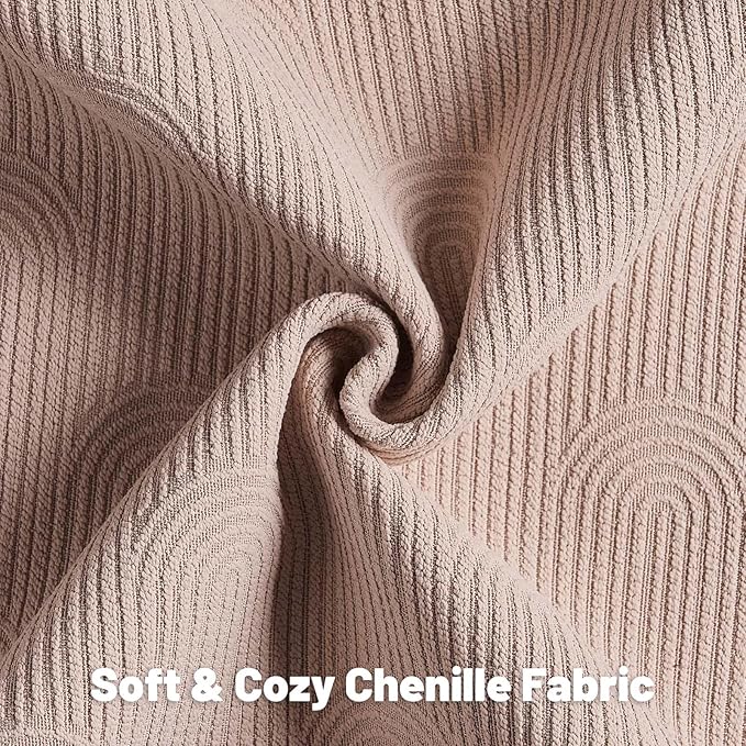 FUTEI Pink Chenille Decorative Throw Pillow Covers 26x26 Inch Set of 2,Soft Cozy Striped Geometric Patterns Euro Pillow Sham,Modern Home Decor for Couch Bed Living Room