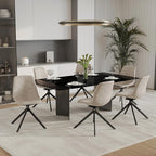 LeisureMod Markley Swivel Leather Dining Side Chair with Durable Iron Legs – Comfortable Accent Chair for Kitchen, Dining Room, or Office Set of 4