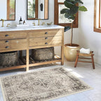 RUGGABLE Washable Vintage Area Rug – Kamran Hazel 4x6, Stain-Resistant, Non-Slip – Medium Machine Washable Rugs for Living Room, Bedroom, Hallway, Entryway & Office–with Standard Pad