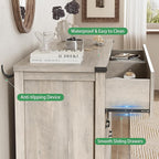 Dresser for Bedroom with 6 Drawers, 48" Wide Wood Chest of Drawers with Deep Drawers & Mental Handle, Modern Dresser TV Stand, Wooden Closet Storage Organizer for Living Room, Hallway, Entryway, Grey