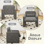 LSSPAID Modern Accent Chairs, Chenille Fabric Armchairs for Living Room, Comfy Upholstered Leisure Single Sofa Chair with Lumbar Pillow for Bedroom, Balcony, Office (Charcoal, Set of 1)