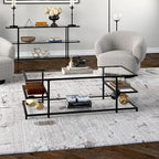 Henn&Hart 54" Wide Rectangular Coffee Table in Blackened Bronze, for Home, Living Room, Bedroom, Entertainment Room, Office