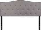 BizChair Arched Button Tufted Queen Size Headboard in Light Gray Fabric