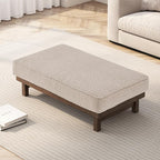 Christopher Knight Home Hillman Boucle Fabric Ottoman with Wood Frame,Rectangular Footrest Bench,Non Storage Ottoman Bench for Living Room Bedroom Entryway Home Decor,Light Brown