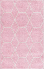 Unique Loom Trellis Frieze Collection Area Rug - Geometric (2' x 3' 1", Light Pink/ Ivory)