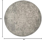 SAFAVIEH Evoke Collection 6'7" Round Silver / Ivory EVK256S Oriental Distressed Non-Shedding Dining Room Entryway Foyer Living Room Bedroom Area Rug
