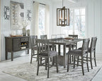 Signature Design by Ashley Hallanden Modern Farmhouse Counter Upholstered Barstool, Set of 2, Comb-back Design, Solid Wood, 25.75" , Dark Gray
