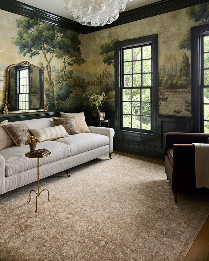 Loloi Chris Loves Julia Palma Collection PLM-01 Bark/Natural 2'-7" x 10'-0" Runner Rug Vintage Style Boho Living Room Bedroom Carpet