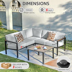 NATURAL EXPRESSIONS 6 Pieces Patio Furniture Set,Outdoor Patio Sectional Furniture Set Outdoor Couch Sofa Set with Anti-Scald Armrest &Tabletop,Ergonomic Design Highback,Thick Soft Cushions for Yard