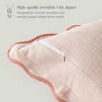 Double Stitch Scalloped Throw Pillow Covers - 100% Cotton Decorative Boho Pillow Covers 18 x 18, Made in India, Square Cushion Case, Modern Home Decor for Couch Sofa Living Room, Shell Pink