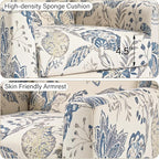 Accent Chair, Modern Linen Blend Arm Chair for Living Room, Bedroom, Comfy High-Resilient Sponge Reading Chair for Small Spaces (Pattern Leaf, Set of 2)