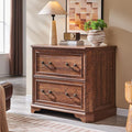 T4TREAM 34" Lateral File Cabinet with 2 Drawers, Farmhouse Filing Cabinet with 34" Wide Wooden Tabletop & Smooth Rails, Holds Letter/Legal, Hexagonal Design & Framed Drawer Fronts, Reclaimed Barnwood