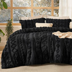 Bedsure Tufted Boho Comforter Set Twin Size - Black Boho Bed Set, GentleSoft™ 2 Pieces Farmhouse Shabby Chic Embroidery Bedding, Gifts for Woman, Soft Jacquard Twin Comforter for All Seasons
