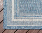 Unique Loom Outdoor Border Collection Area Rug - Soft Border (9' x 12' Rectangle, Blue/ Ivory)