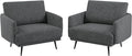 Oversized Accent Chair for Living Room Chairs Reading Arm Chair Comfy Modern Single Sofa Side Chairs with Metal Legs & Soft Cushion for Bedroom, Waiting Room (Chenille Dark Grey, Set of 2)