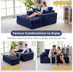 MAXYOYO Modular Sectional Chaise Lounge Sofa, Upholstered Lounge Chair with Ottoman, Comfy Couch with Layered Cushion, Tufted Upholstered Sleeper Chair for Living Room, No Assembly, Navy