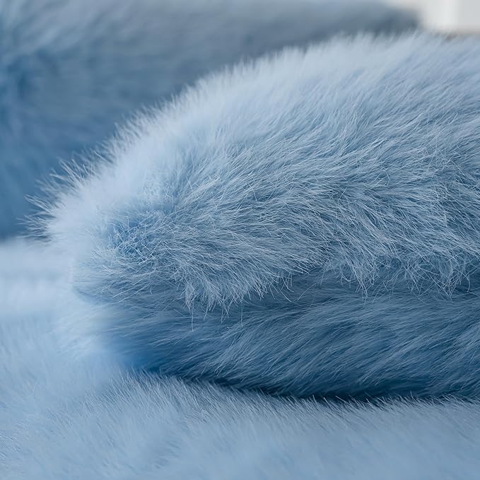 Neelvin Blue Faux Fur Cozy Fluffy Double-Sided Decorative Throw Pillow Covers 20x20 inch Set of 2,Velvet Pillowcase Cushion Case for Sofa Couch