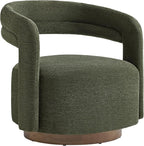 Swivel Accent Chair Set of 2, Upholstered Barrel Chair with Open Back Design, Modern Arm Chair with Wooden Base for Living Room Bedroom Reading Waitingroom,Green