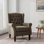 Accent Chair, Upholstered Armchair with Button Tufted High Back & Solid Wood Legs, Comfy Wingback Reading Single Sofa Chair for Small Spaces, Living Room, Bedroom-Taupe, Set of 2