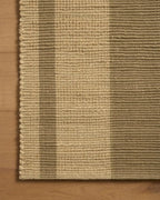 Loloi Leanne Ford Weatherstaff Collection WTS-03 Natural/Olive 3'-6" x 5'-6" Accent Rug Jute, Striped, Neutral, Entryway, Mudroom, Bathroom, and Kitchen