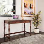 Solid Wood Computer Writing Desk with 2 Big Drawers 46.1" Wide Home Office Desk Workstation Big Rustic Study Table Furniture in Cherry for Home Office Bedroom Living Room, BSZ-1533WD