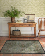 RUGGABLE x Morris & Co Washable Area Rug – Blackthorn Forest Green 3x5, Stain-Resistant, Non-Slip – Small Machine Washable Rugs for Living Room, Bedroom, Hallway, Entryway & Office–with Standard Pad