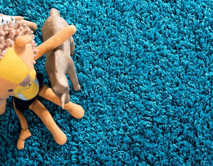 Unique Loom Solid Shag Collection Area Rug (4' 1" x 6' 1" Rectangle, Turquoise)