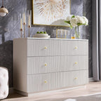Fluted Dresser for Bedroom, 47" White 6 Drawer Dressers, Wood Tall Dresser Storage Organizer, Modern Chest of Drawers with Deep Storage for Closet Hallway, Entryway, Living Room, White