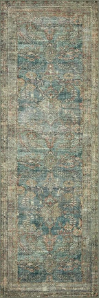 Loloi Magnolia Home by Joanna Gaines Banks Collection BAN-01 Ocean/Spice 3'-6" x 5'-6" .13" Pile Height, Machine Washable, Accent Rug