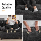35‘’ Modern Chenille Cloud Sofa Ottoman,Rectangle Ottoman for Modular Sectional Sofa, Dark Grey