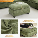 35‘’ Modern Chenille Cloud Sofa Ottoman,Rectangle Ottoman for Modular Sectional Sofa, Green