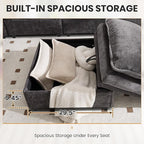 100" L Shaped Modular Sectional Sofa, Couch with Ottoman Storage, Chenille Cloud Couch with Plush Deep Seating for Living Room, Bedroom (Grey, 4 Seat)