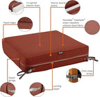 Classic Accessories Montlake Water-Resistant 23 x 25 x 5 Inch Rectangle Outdoor Seat Cushion, Patio Furniture Chair Cushion, Heather Henna Red, Patio Furniture Cushion Covers