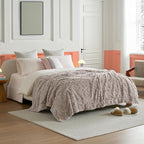 UGG Faux Fur Full/Queen Size Blanket, Double-Sided Warm Cozy Blanket, Extra Large Throw for Sofa, Washable Bedding for Full or Queen Size Bed, Cute Room Decor, 90" x 90", Oyster Brown (Adalee)